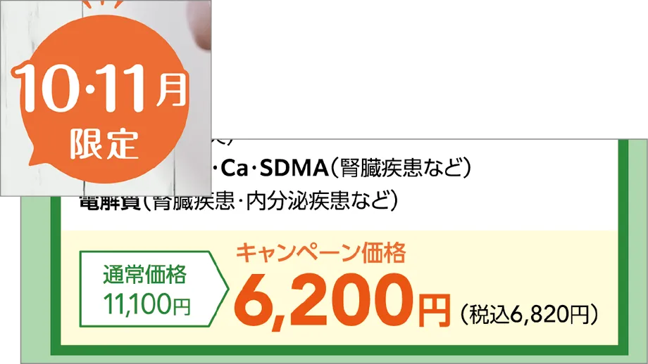 10月限定、割引前価格と割引後のキャンペーン価格